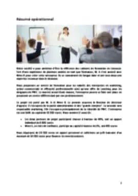 Business Plan cabinet de formation : Le résumé opérationnel